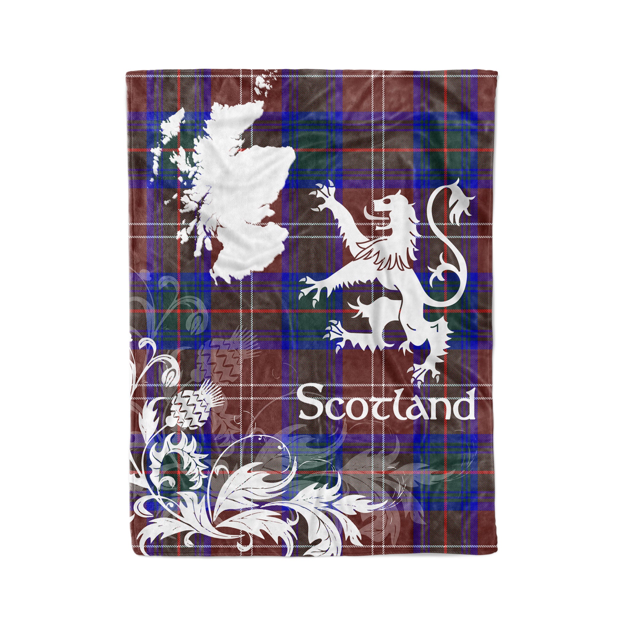 Tartan Plaid Fleece Blanket Tartan Blanket Thistle And Lion Scottish Clan Chisholm Hunting Modern Plaid Blanket