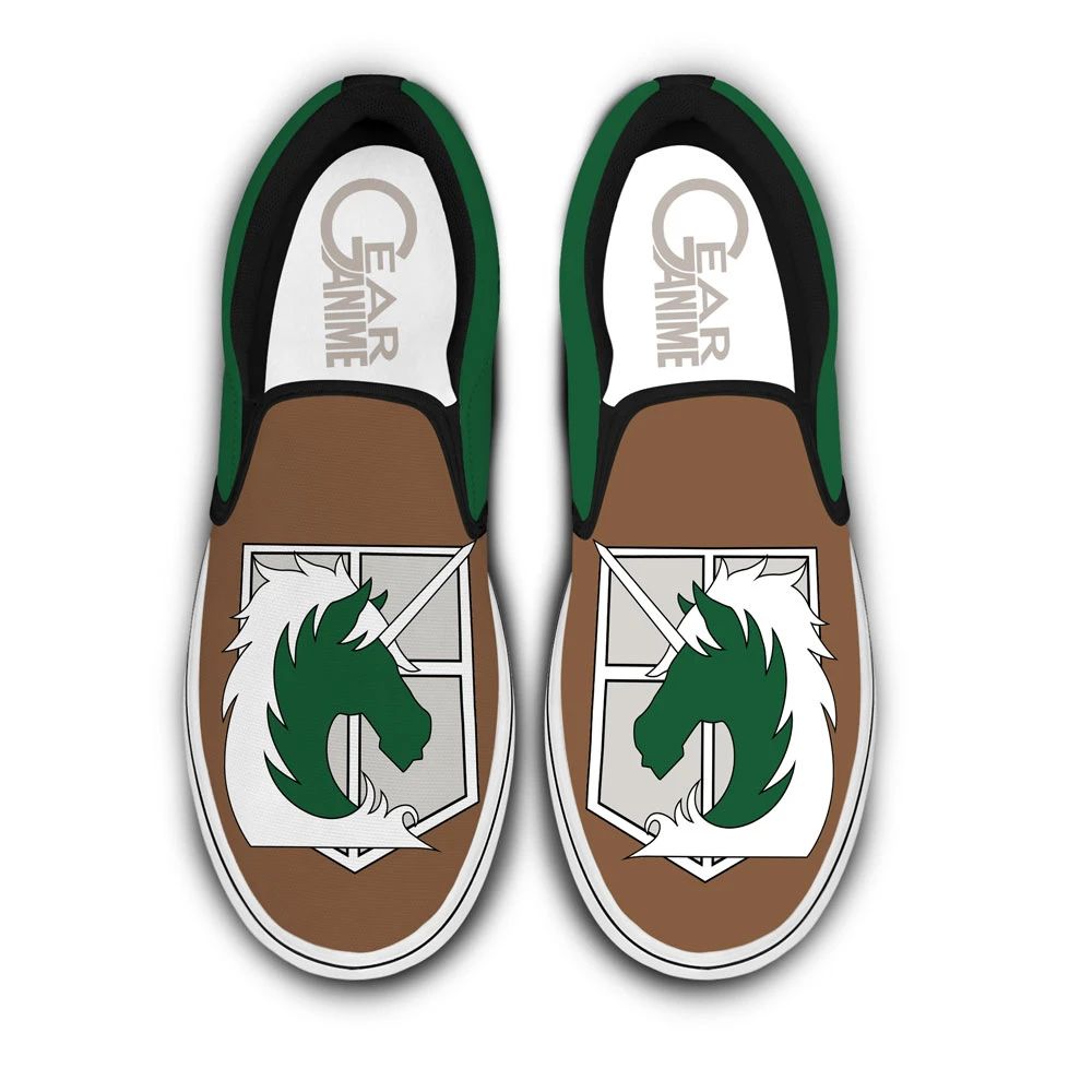 Aot Military Police Slip On Sneakers Custom Symbol Anime Attack On Titan Shoes Unisex Men Women