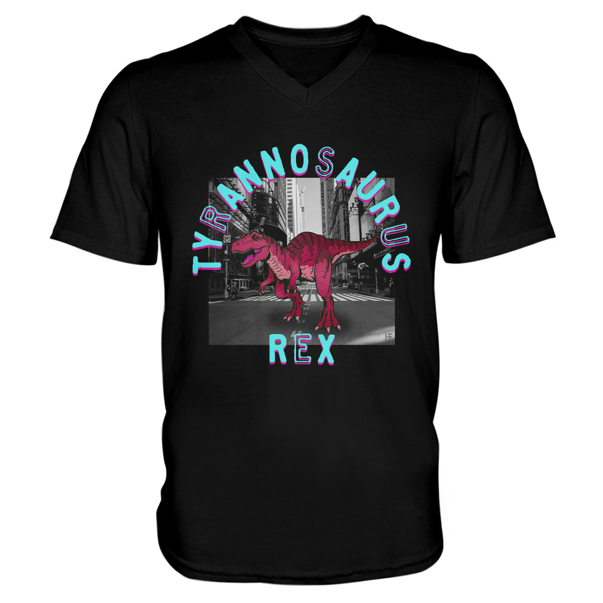 T-Square T-Rex Dinosaur Ez21 1712 Men V-Neck T-Shirt