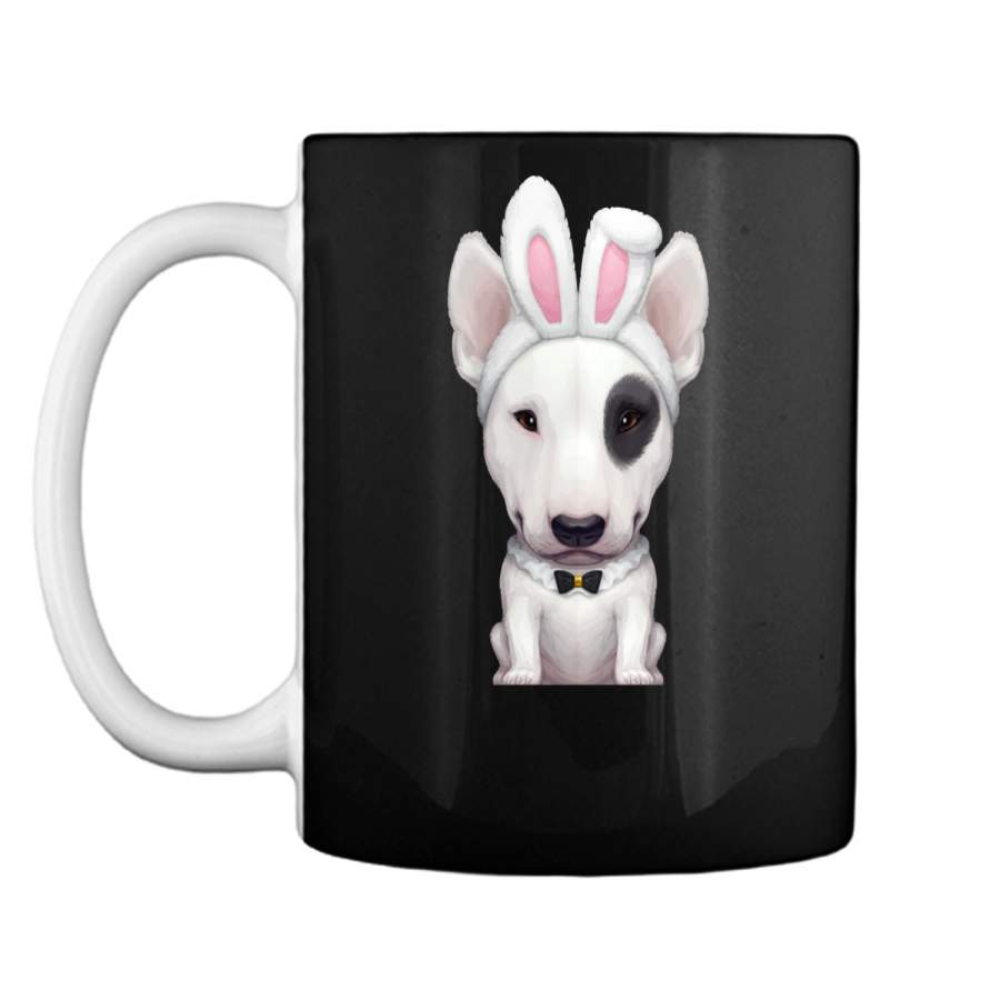 Bull Terrier with Eye Patch in Easter Bunny Costume T-Shirt Mug