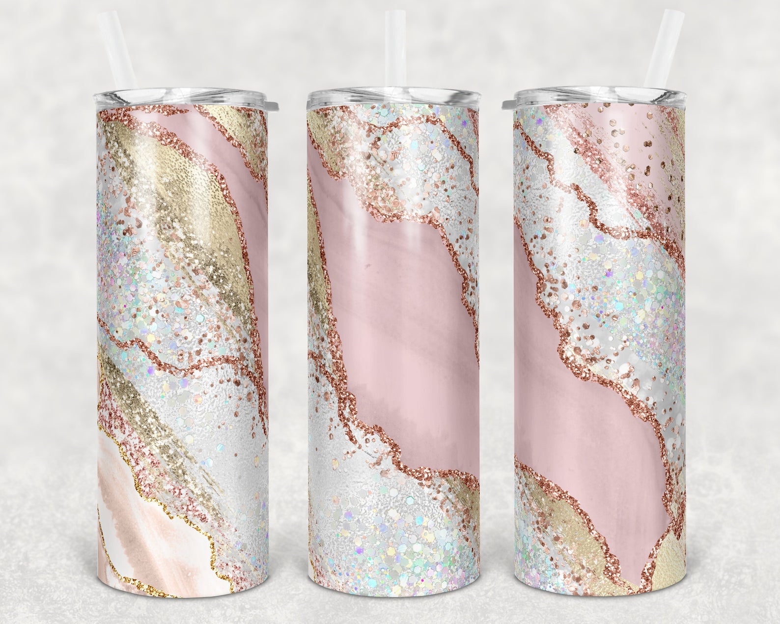 Agate Milky Way Rose Glitter Gold 20Oz Skinny Tumbler