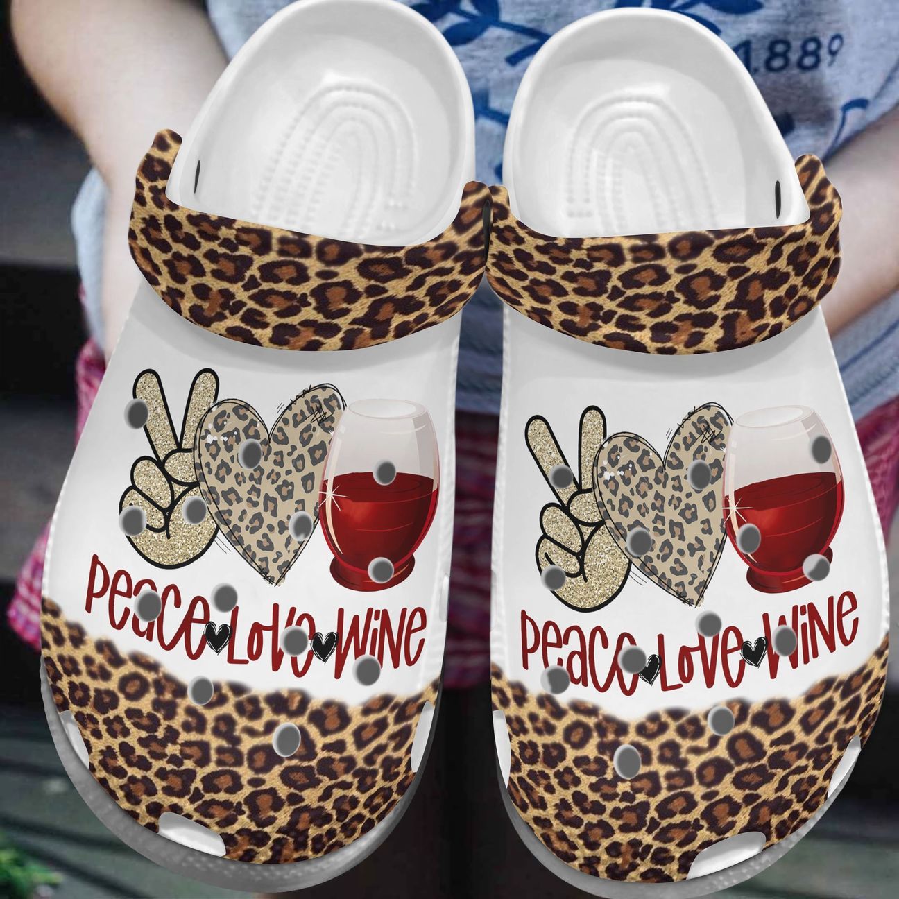 Wine Personalized Clog, Custom Name, Text, Color, Number Fashion Style For Women, Men, Kid, Print 3D Peace Love Wine