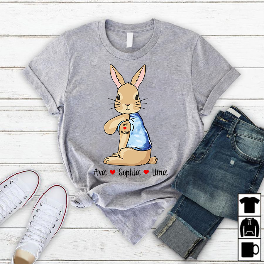 We Love Mom – Bunny, Family Customize Personalized T-Shirt, Hoodie Adult, Kid, Unisex