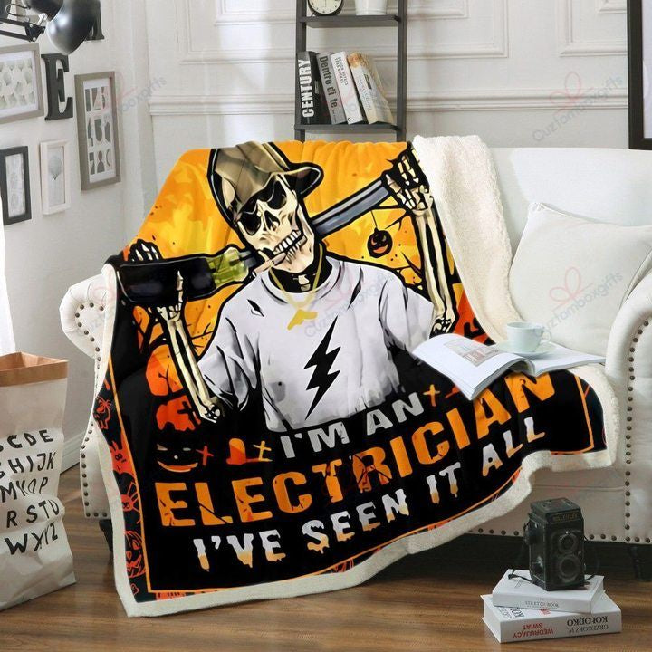 You Can?T Scare Me I?M An Electrician I?Ve Seen It All Halloween Sherpa Fleece Blanket Ibvp Bubl