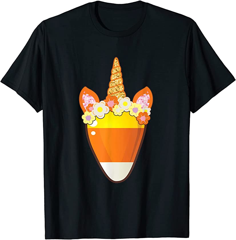 Unicorn Candy Corn Halloween Costume Trick Or Treat Party T-Shirt