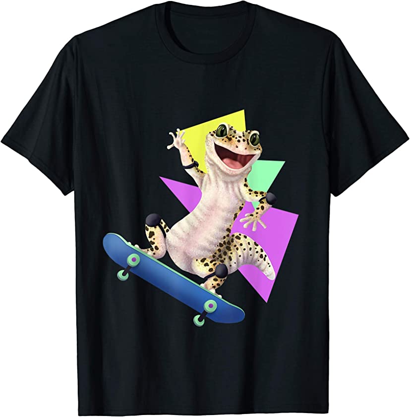 Skateboarding Leopard Gecko – lizard T-Shirt