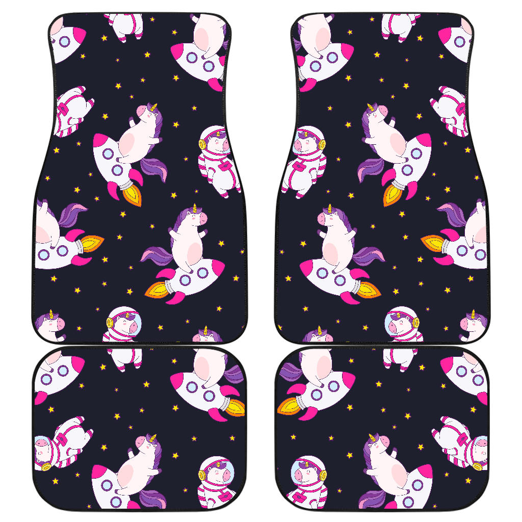 Space Astronaut Unicorn Pattern Print Front And Back Car Floor Mats, Front Car Mat