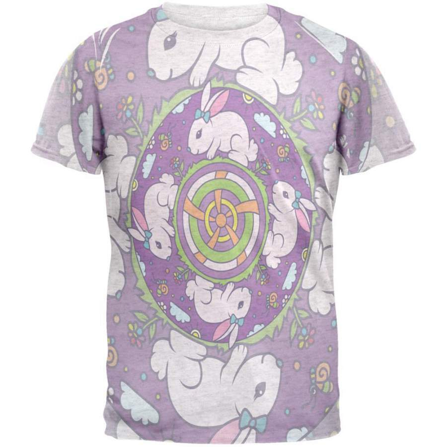 Mandala Trippy Stained Glass Easter Bunny Mens T Shirt