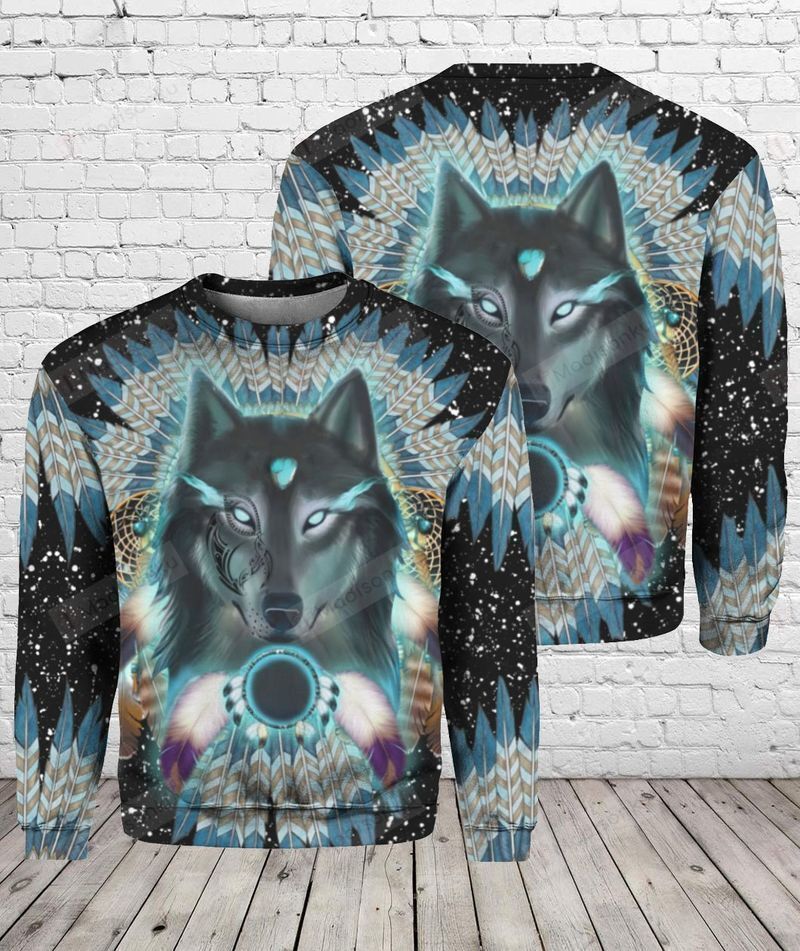 Wolf Native Tattoos Dreamcatcher Ugly Christmas Sweater, All Over Print Sweatshirt