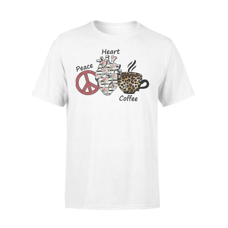 Peace Heart Coffee Flowers Leopard T-shirt