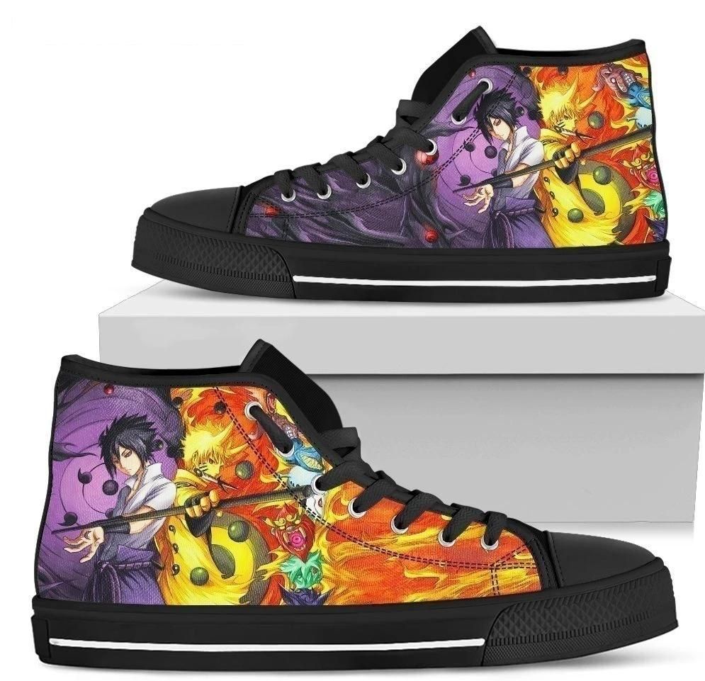 Animood Narutopedia - Naruto Sasuke Sneakers High Top Anime High Top Shoes VA95