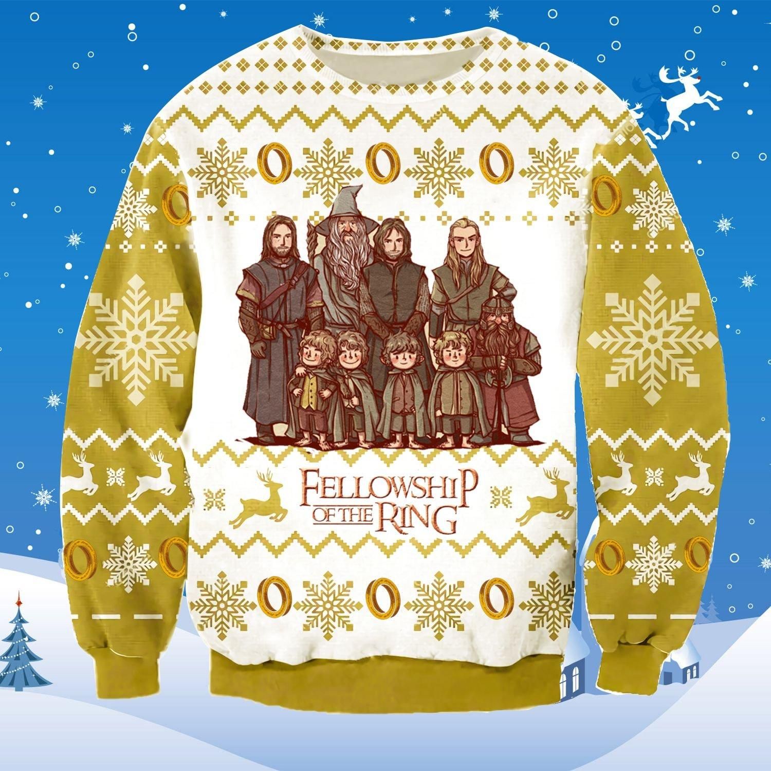 Lord Of The Rings Fellowship Lotr Ugly Christmas Sweater T-Shirt