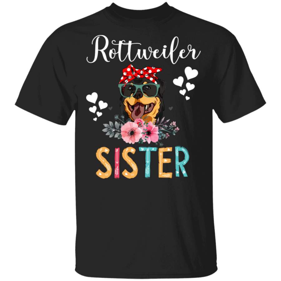 Rottweiler Sister Puppy Mom Dog Sister Lover Floral T-Shirt