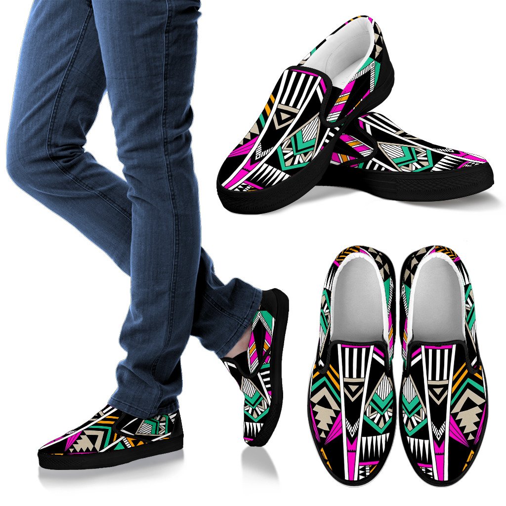 Vintage Tribal Aztec Pattern Print Men’S Slip On Shoes