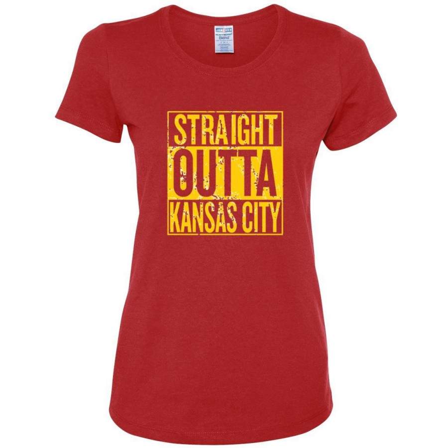 Straight Outta Kansas City KC Fan Pride Sports Womens Graphic T-Shirt