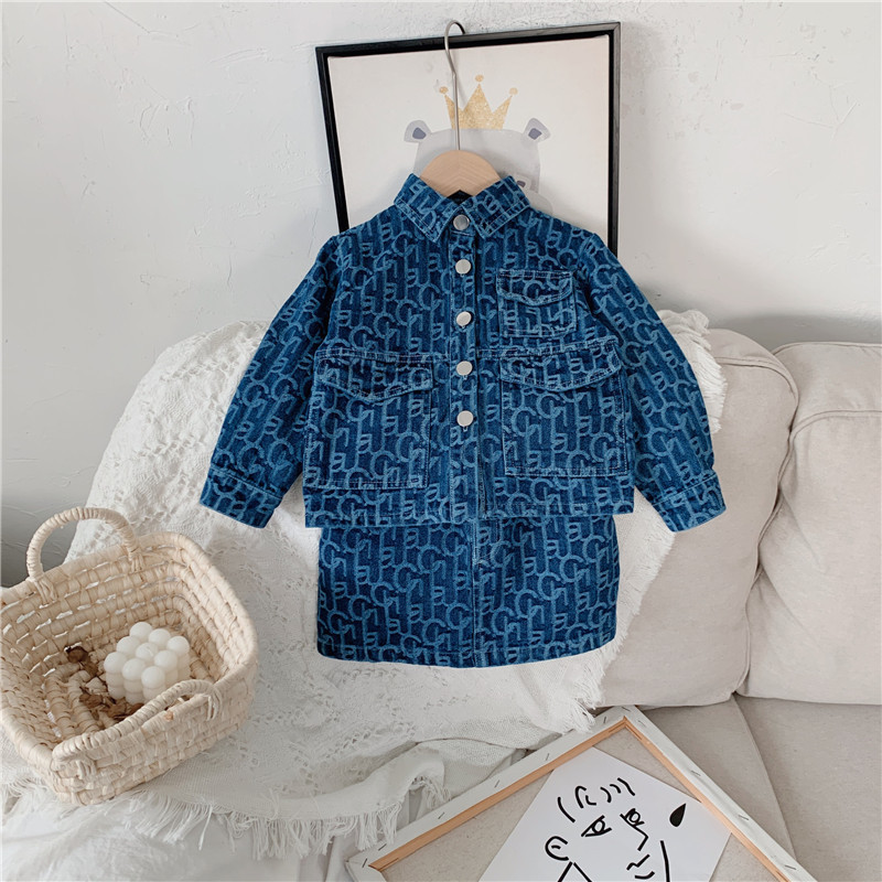 Baby Girl Jean Clothes Set Cotton Infant Toddler Kid Denim Jacket+Skirt 2PCS Spring Autumn Summer Clothing sets Outfit 1-10Y alx