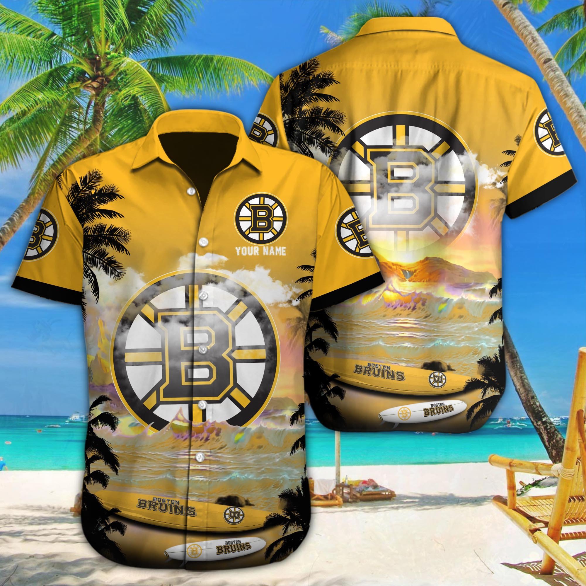 Boston Bruins Custom Name Hawaiian Shirt M-38981-34350