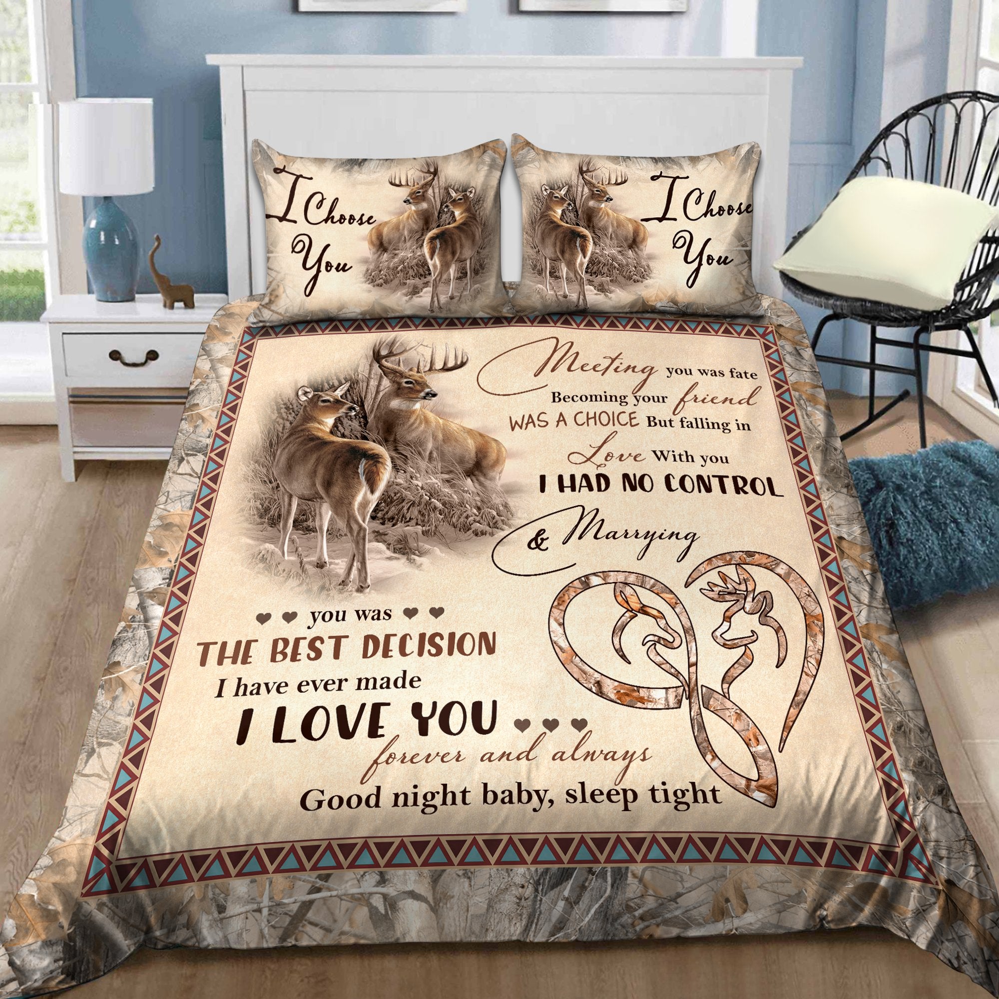 Tmarc Tee Deer Lovers: Romantic Bedding Set Pi24082002