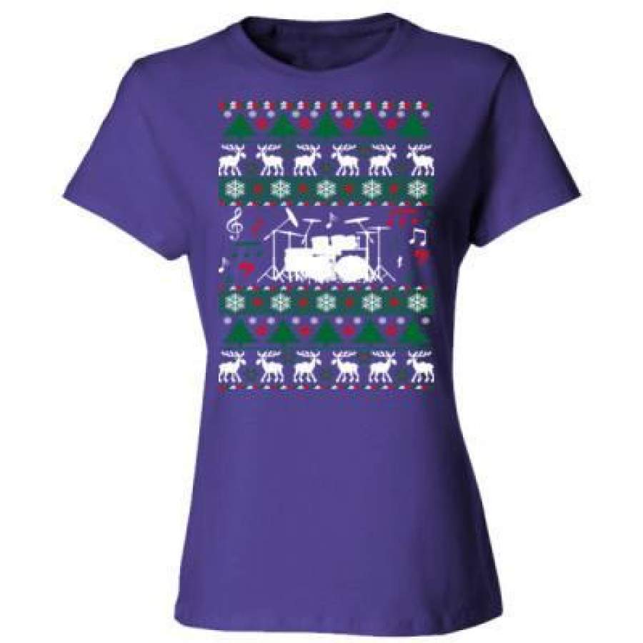 AGR Drums Drummer Ugly Christmas Sweater – Ladies’ Cotton T-Shirt