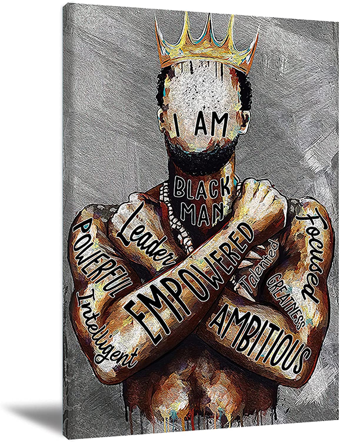 Black Man Wall Art African American Man Poster Black Men I Am Empowered King  Portrait Wall Art Black Man Wall Decor