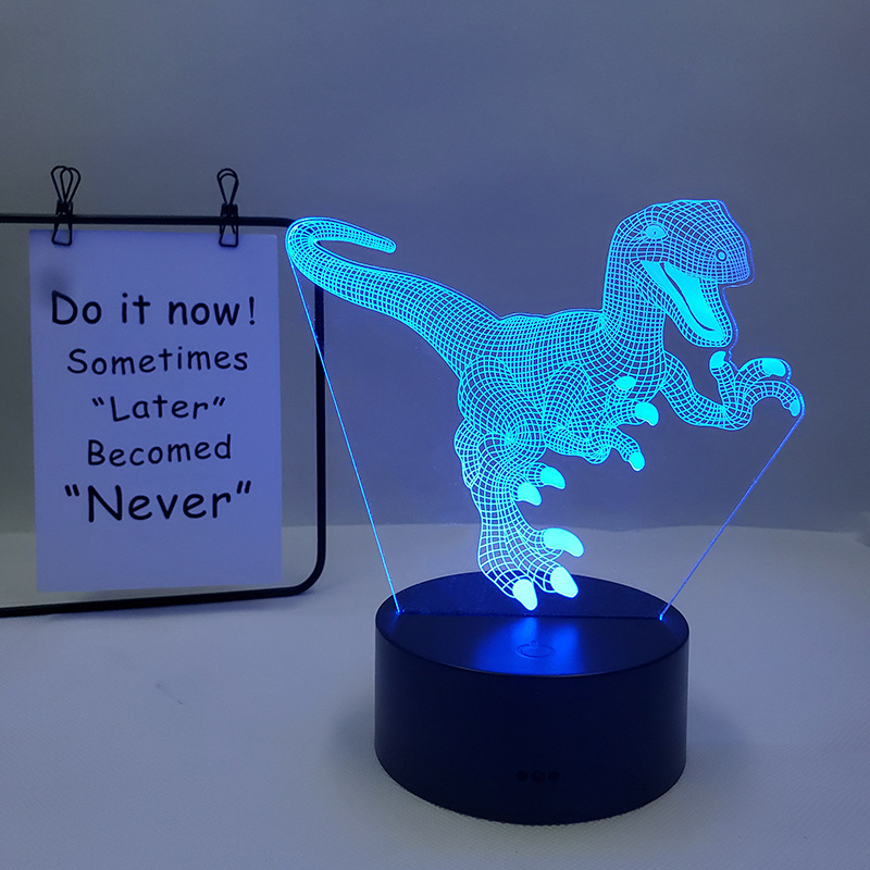 3D Night Light Dinosaur Desk Lamp 7/16Color Touch Remote Control Cartoon Table Lamps Home Decor For kid Birthday Christmas Gift alx