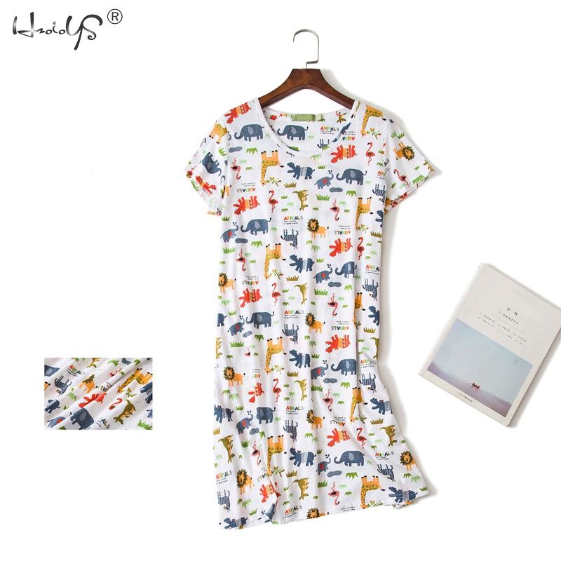 Summer Women Sleepwear Pure Cotton Flannel Nightgown Short Sleeves Sleep Wear Sleep Dress Fatten Ladies Plus Size Nightwear alx