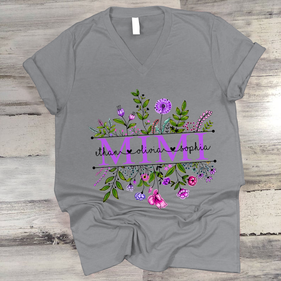 Wildflowers Violet Mimi And Grandkids V-Neck