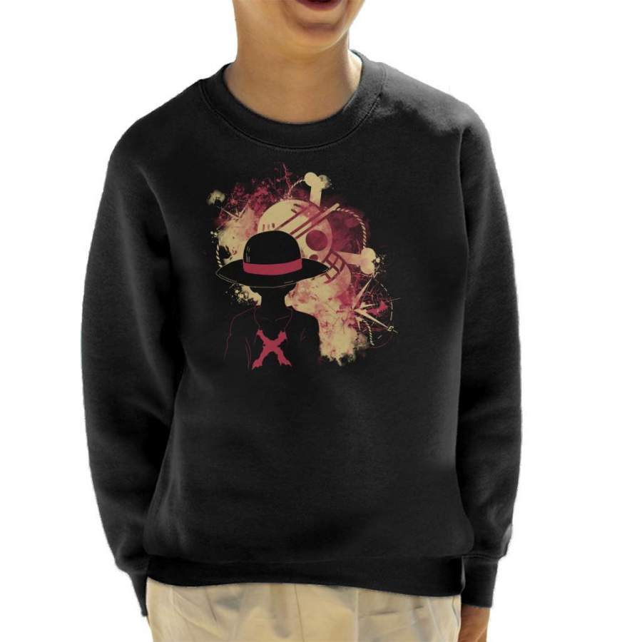 One Piece Straw Hat Skull Silhouette Kid’s Sweatshirt