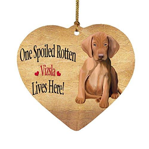 Spoiled Rotten Vizsla Puppy Dog Heart Christmas Ornament