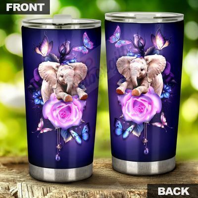 Personalized Elephant Flower Xa1901293Cl Stainless Steel Tumbler Travel Customize Name, Text, Number, Image