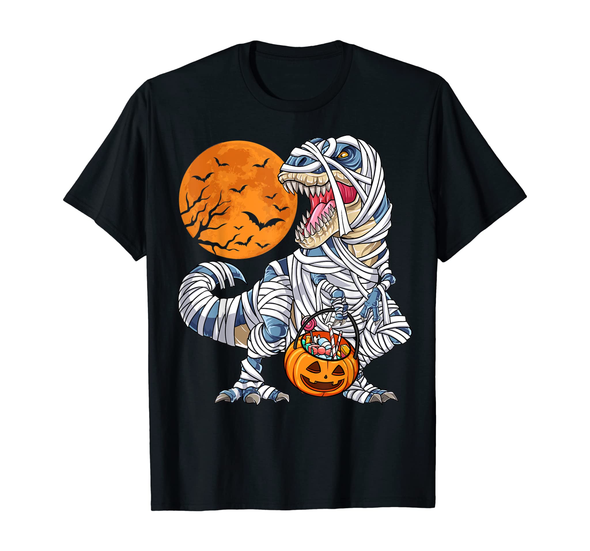 Halloween Shirts For Boys Kids Dinosaur T Rex Mummy Pumpkin T-Shirt