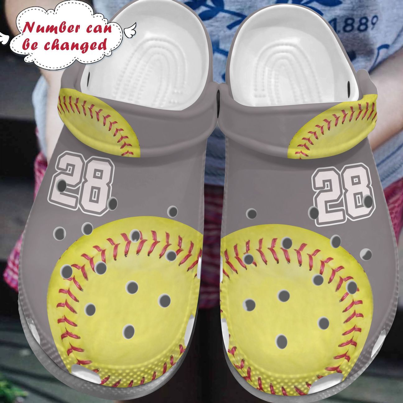 Softball Personalized Clog, Custom Name, Text, Color, Number Fashion Style For Women, Men, Kid, Print 3D Gray