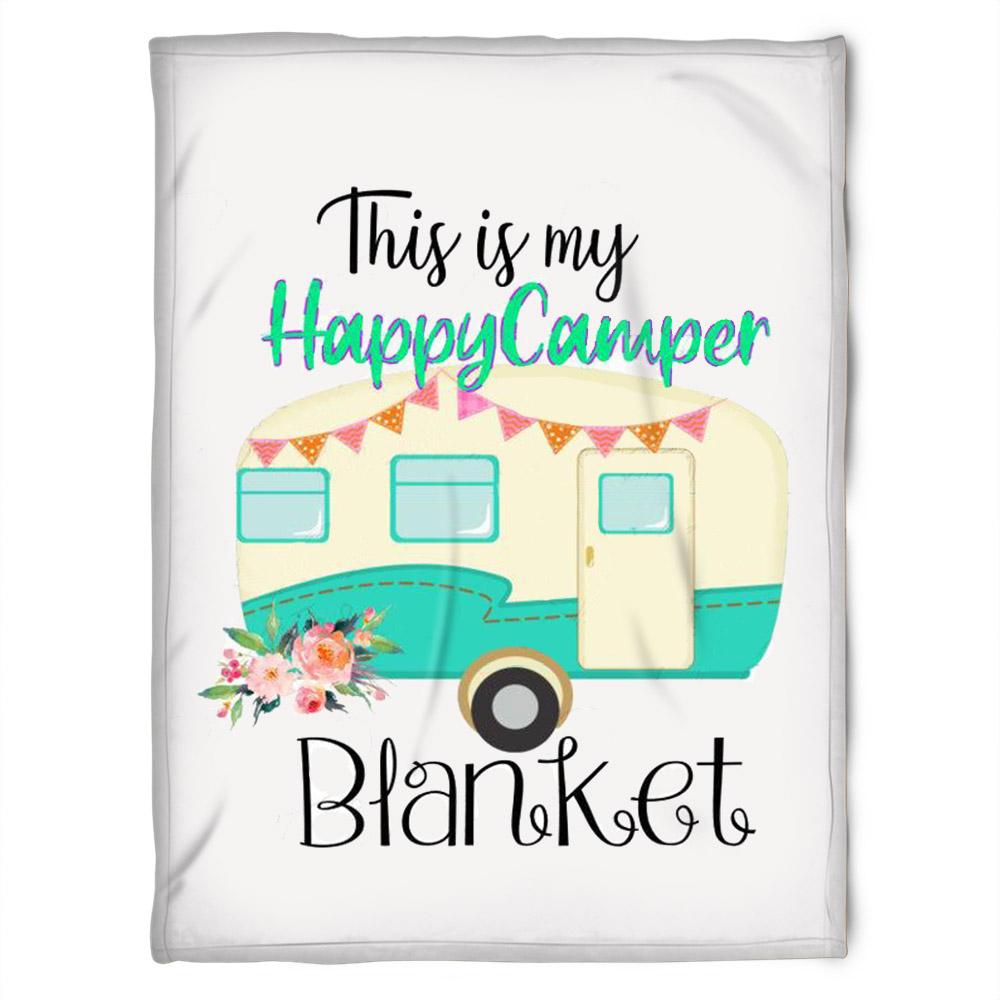 Camping Fleece Blanket This Is My Happy Camper Blue Car,Gift For Camping Lover Gift For Home Decor Bedding Couch Sofa Soft Comfy And Cozy