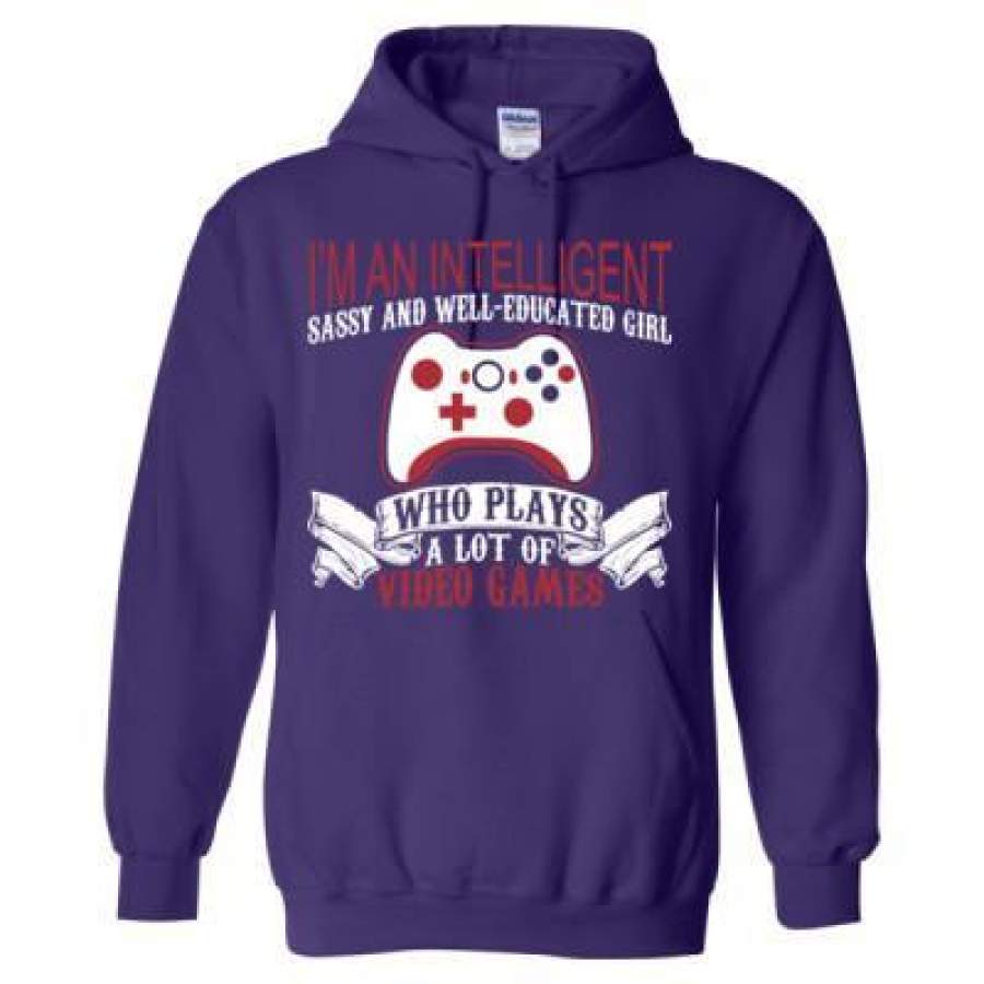 AGR I Am An Intelligent Sassy And Well Educated Girl Who Plays A Lot Of Video Games – Heavy Blend™ Hooded Sweatshirt