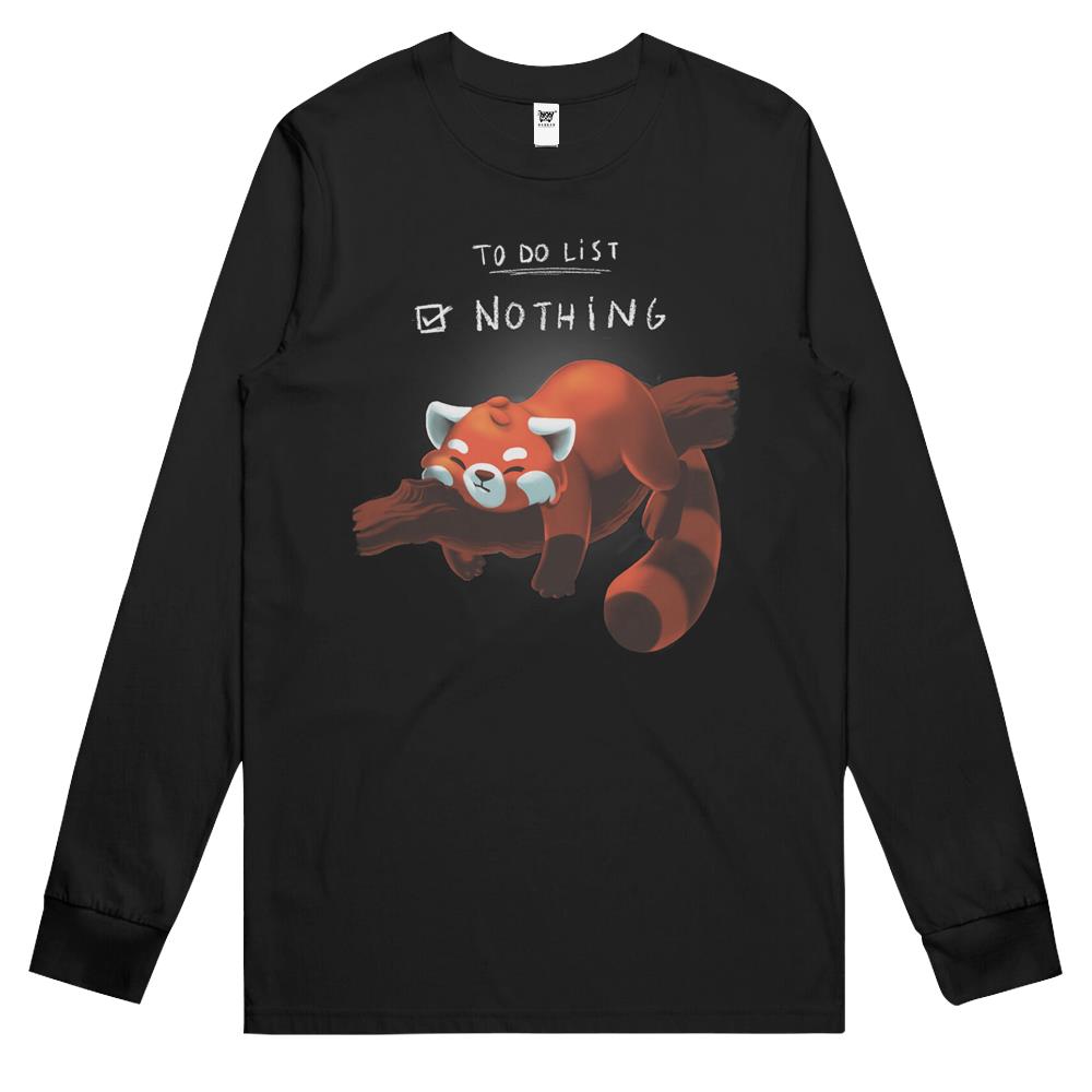 Red Panda Day – To Do List Nothing – Cute Fluffy Animal – Procrastinate Long Sleeve T Shirts