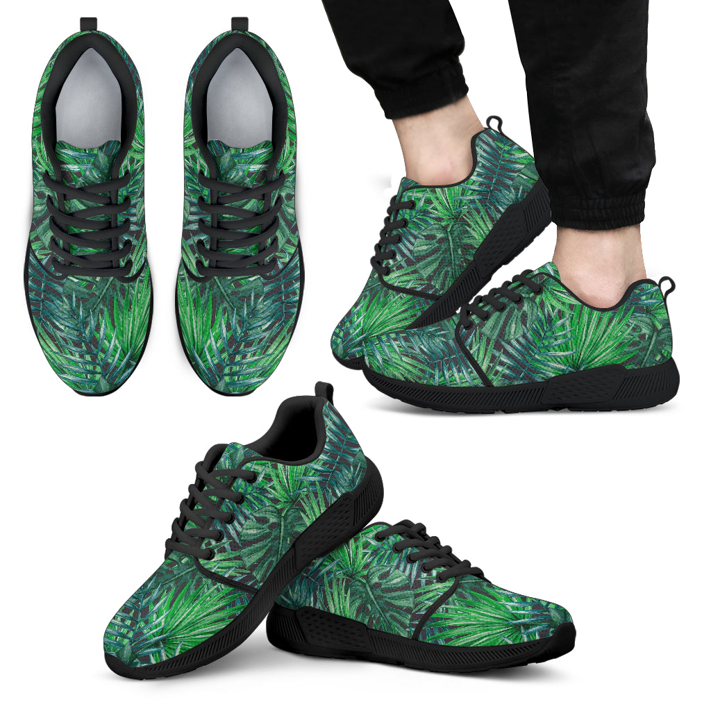 Watercolor Tropical Leaves Pattern Print Men’S Athletic Shoes