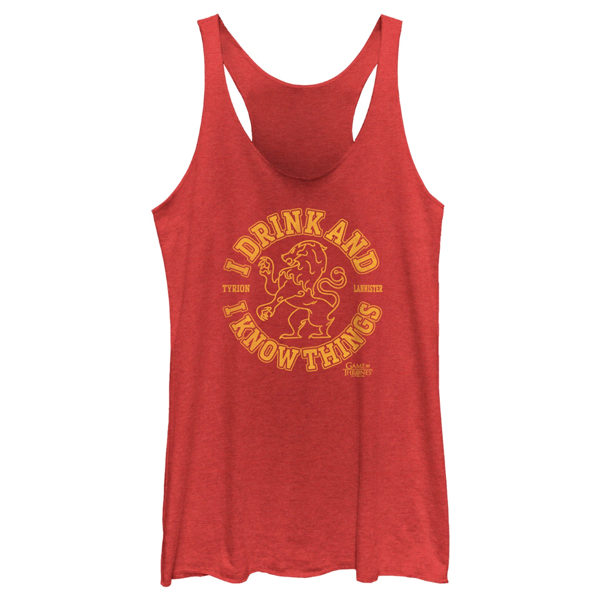 Women’S Game Of Thrones I Drink And I Know Things College Logo Racerback Tank Top