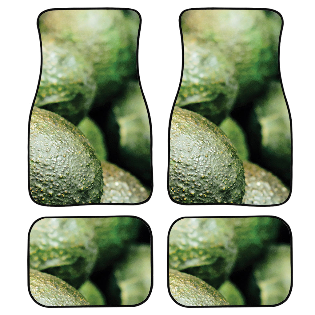 Green Avocado Print Front And Back Car Floor Mats, Front Car Mat