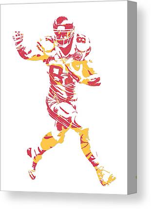 Travis Kelce Kansas City Chiefs Pixel Art 6 Joe Hamilton Canvas Print