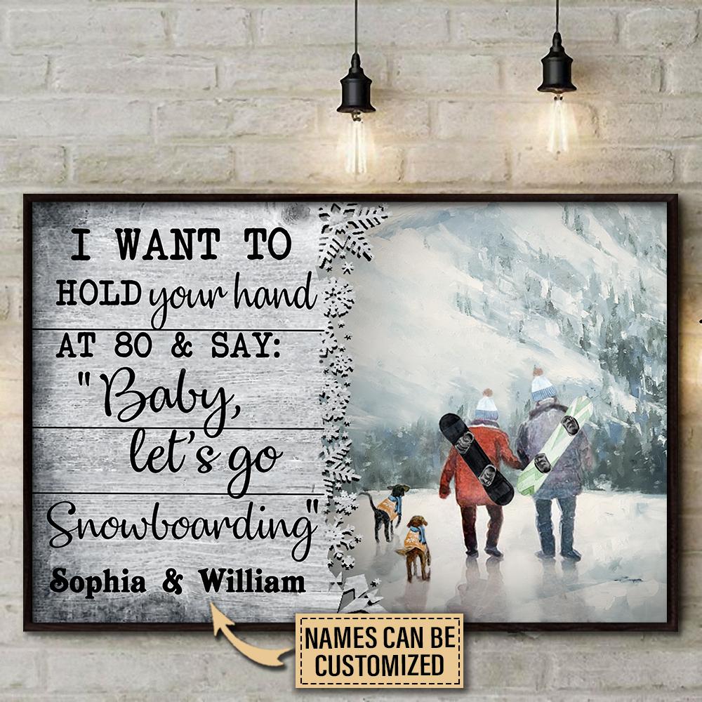 Personalized Canvas, Custom Canvas Prints Snowboarding Old Couple I Want To Hold Customized Poster Print, Canvas Poster Wall Art, Canvas Print Wall Decor