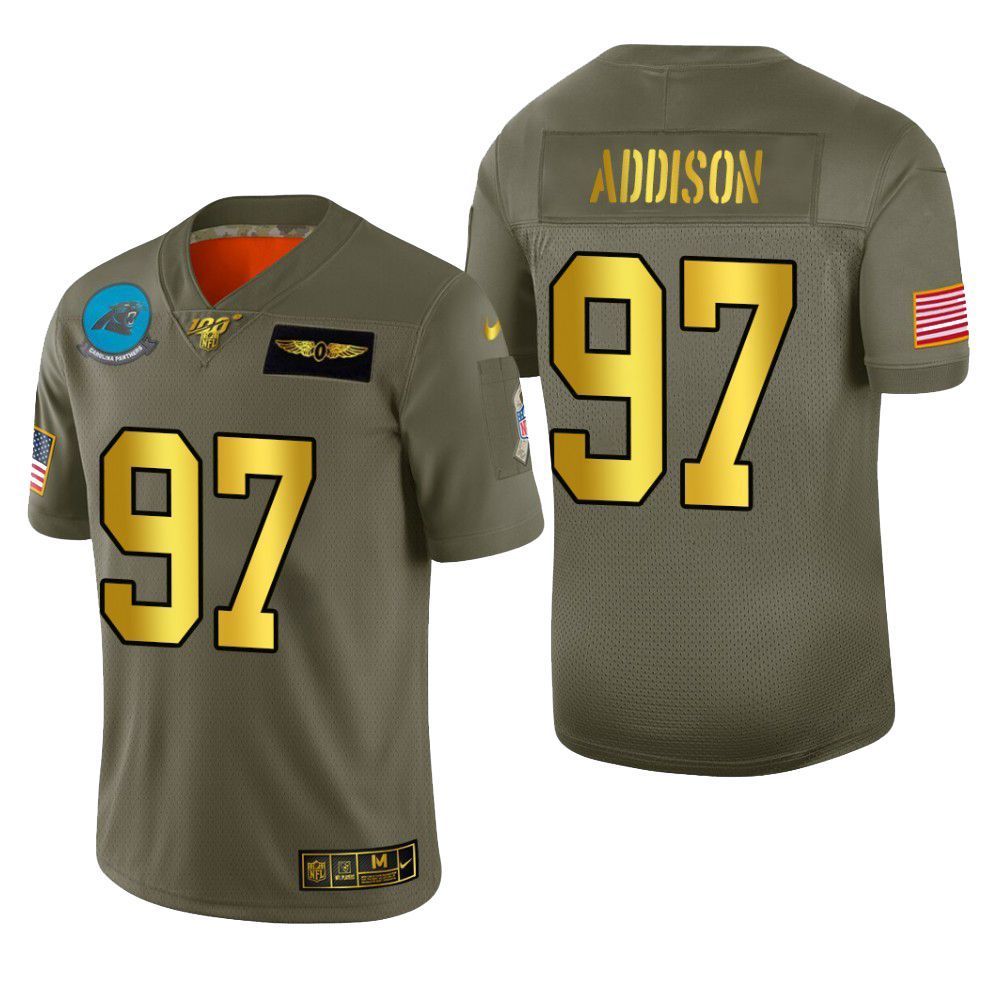 Carolina Panthers Mario Addison 2019 Salute To Service NFL 100 Mens Jersey Metallic