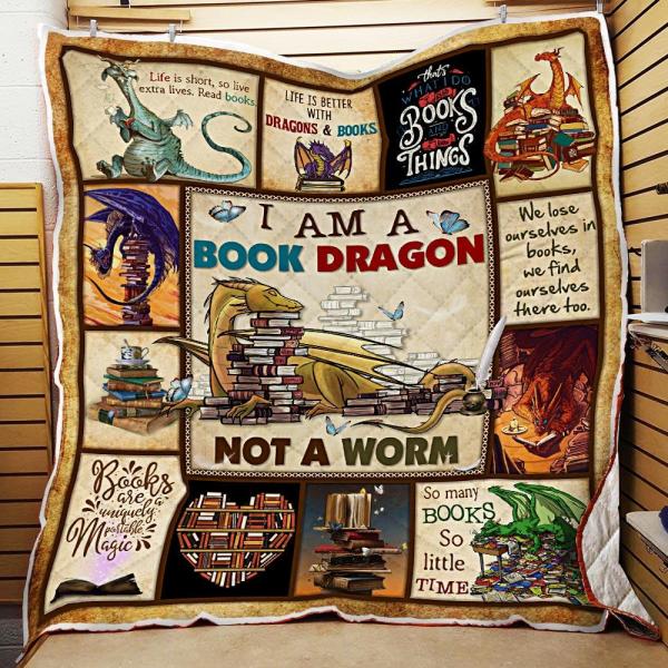 I Am A Book Dragon Blanket, Book Lover Blanket