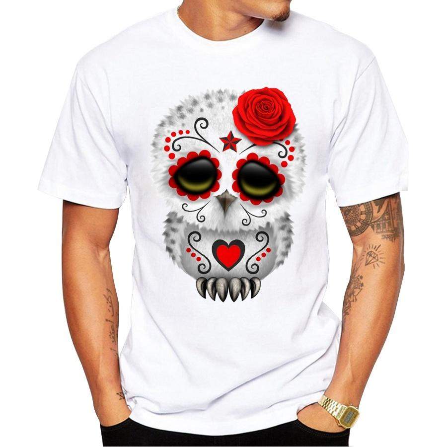 Newest Summer Blue Elephant Men T Shirt Short Sleeve Casual Tops Cool Tee Fashion Dead Sugar Skull Owl Printed t-shirts