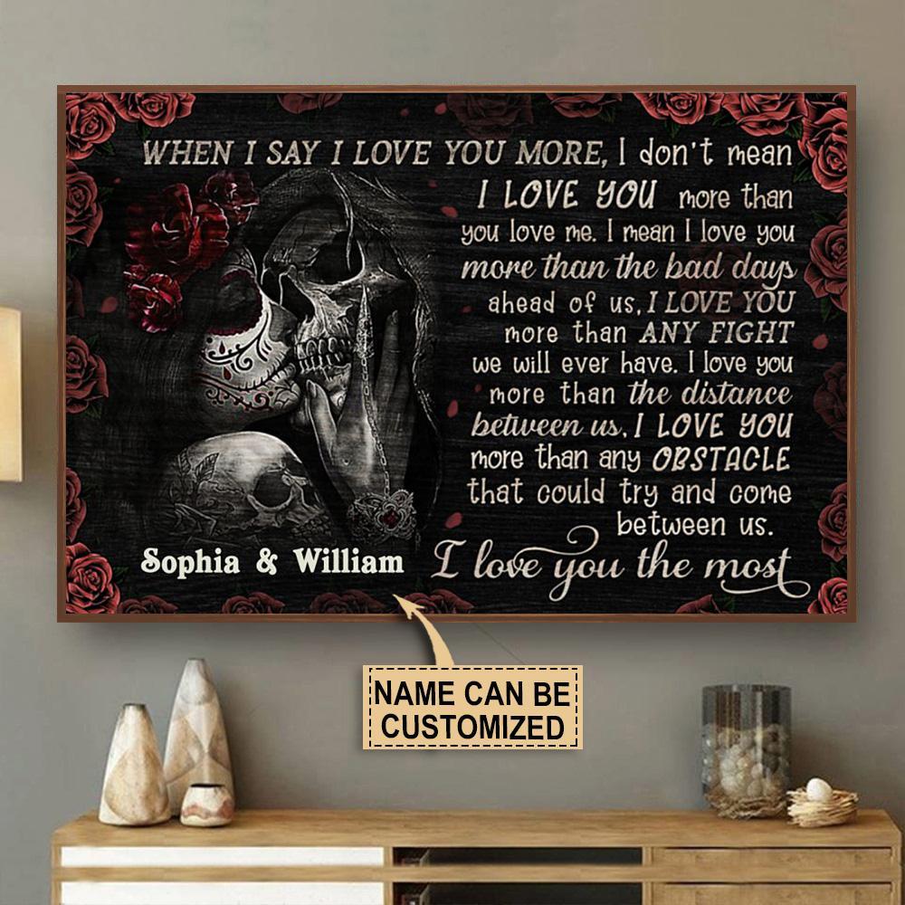 Aeticon Gifts Personalized Skull I Love You The Most Canvas Mom Dad Gift Home Decor