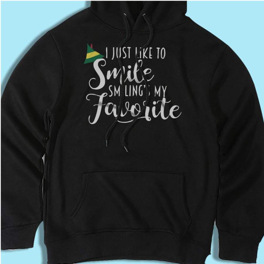 I Just Like To Smile Smilings My Favorite Christmas Buddy The Elf Men’S Hoodie