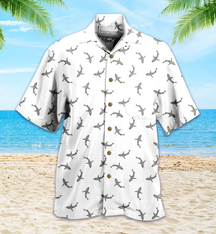 Shark White Hawaii Shirt Ha111225