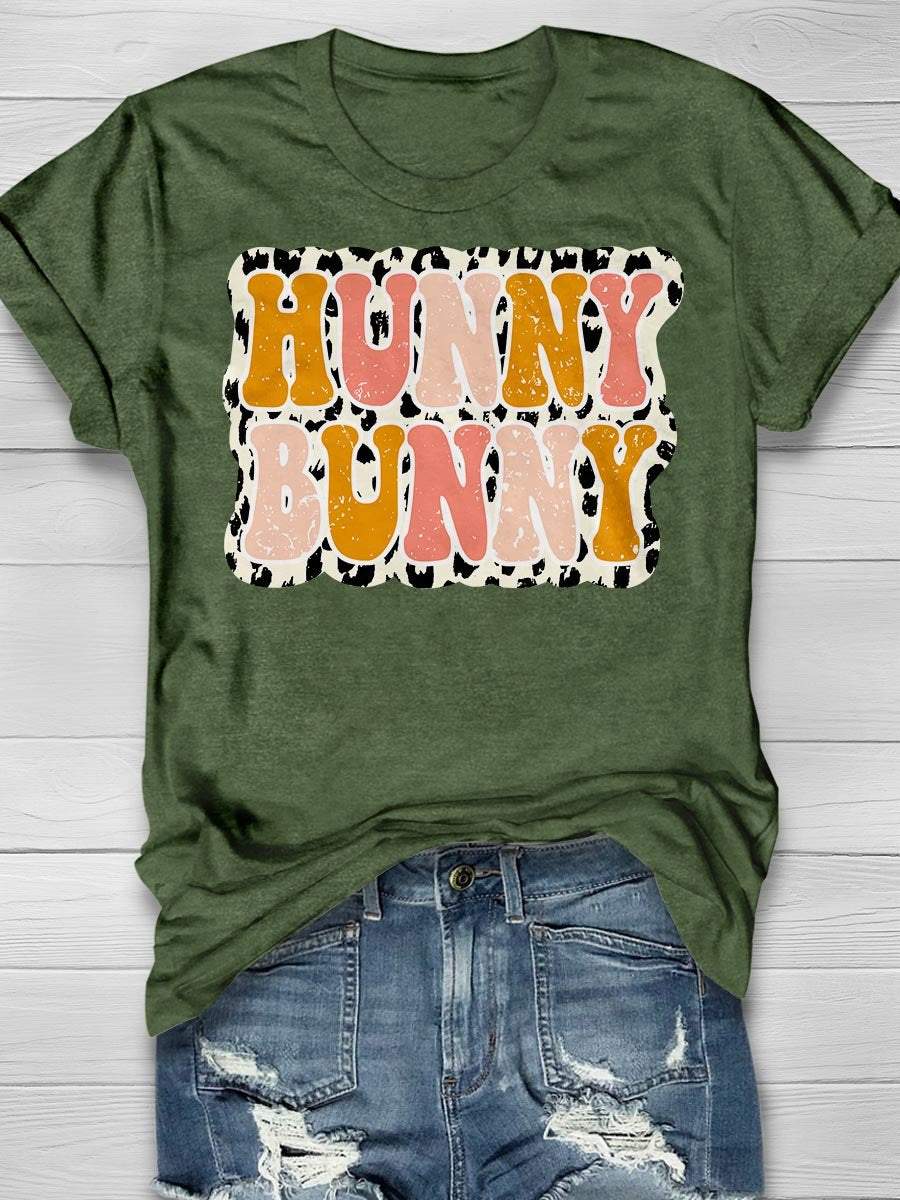 Leopard Hunny Bunny Print Short Sleeve T-Shirt