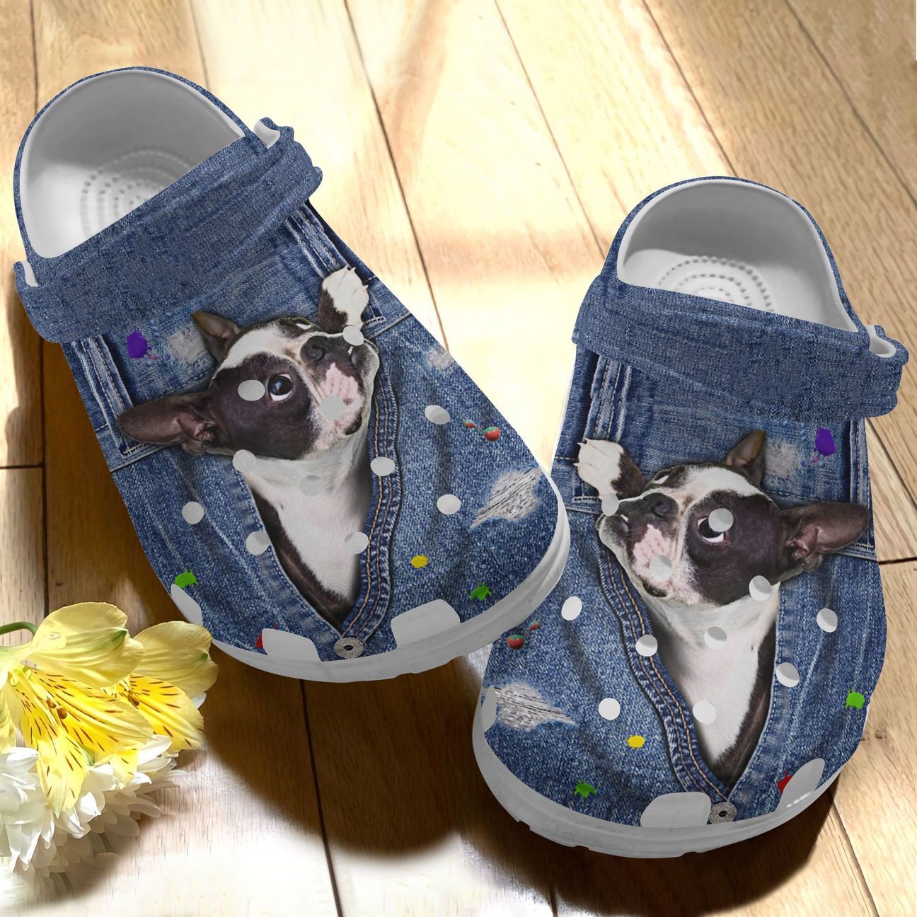 Boston Terrier Personalized Clog, Custom Name, Text Boston Terrier Pocket, Fashion Style For Women, Men, Kid, Print 3D