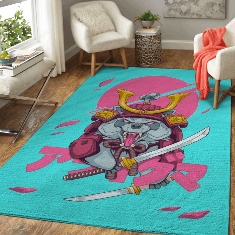 Samuraccoon Animal Warrior – Japanese Pop Art Rug Mats – Carpet