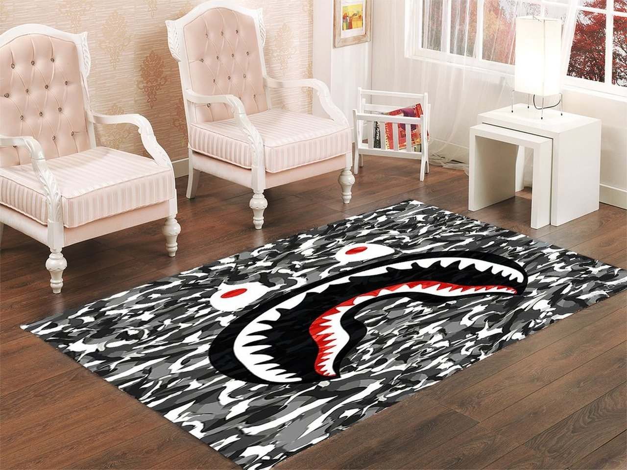 The 20 Rug BAPE SHARK BLACK ARMY PATTERN Area Rugs Living Room Carpet FN271131 Christmas Gift Floor Decor